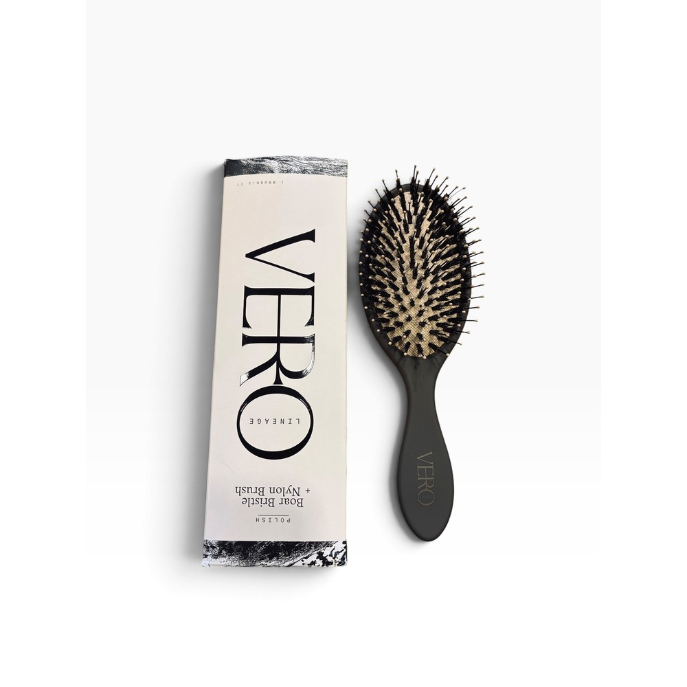Vero Lineage Polish Boar Bristle + Nylon Hair Brush Black New in Box
